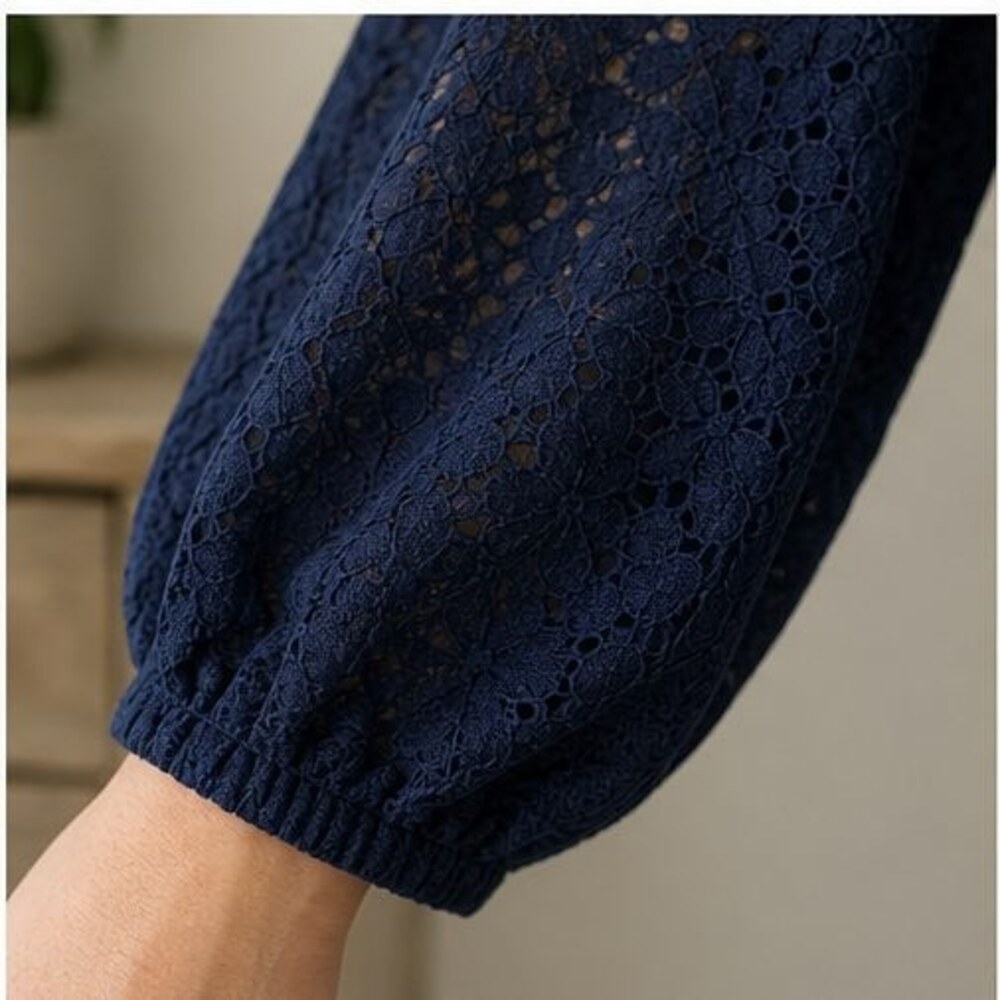 Navy Button Blouse - Picture 5 of 6